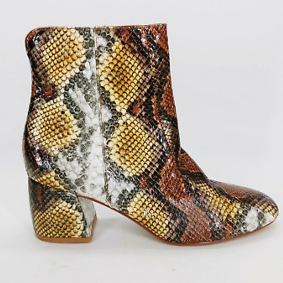 Chinese Laundry Davinna Yellow Brown Snakeskin Low heel ankle boots Size 5.5 - Picture 13 of 13